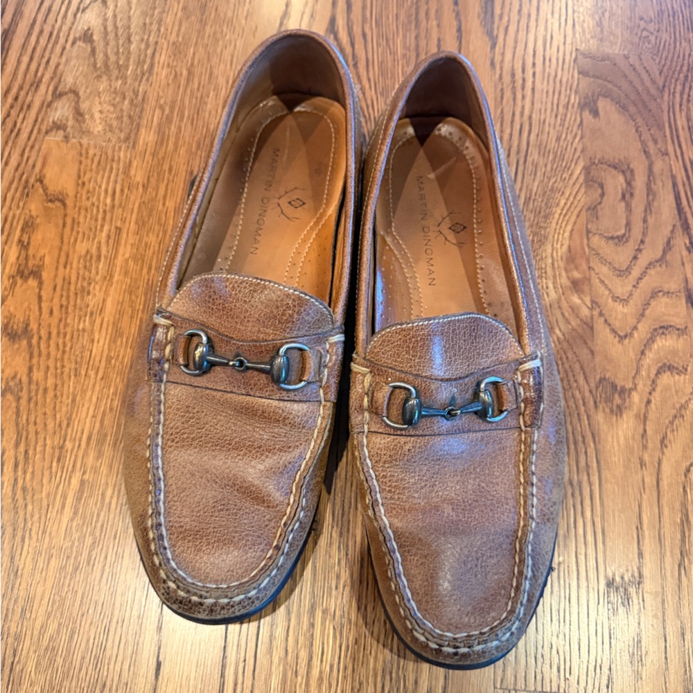 Martin Dingman Tan Leather Slip-Ons driver shoes size 11